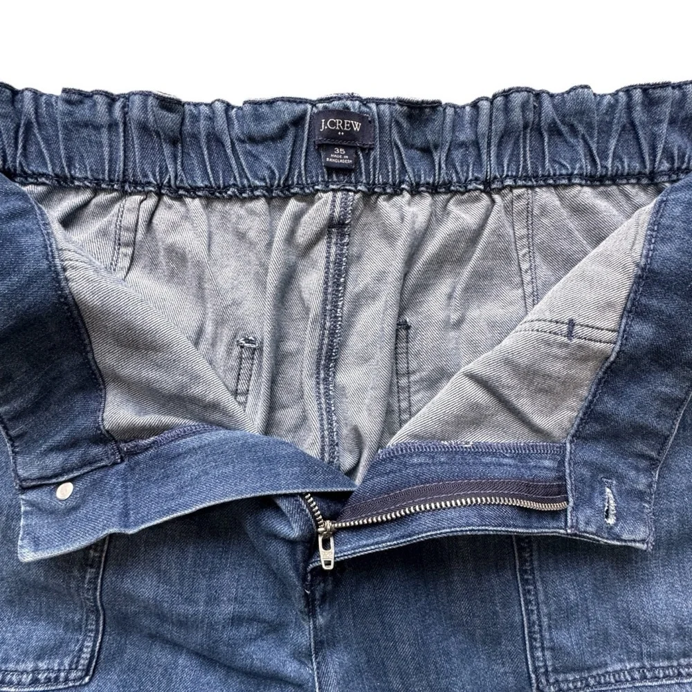J.Crew Women’s Lightweight Drapey Cargo Jogger Jean Pants Size 35 Mid Wash Denim